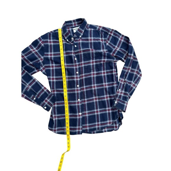 Old Navy Mens Slim Fit Plaid Button-Down Shirt Medium Navy/Red Cotton Blend - Picture 5 of 5